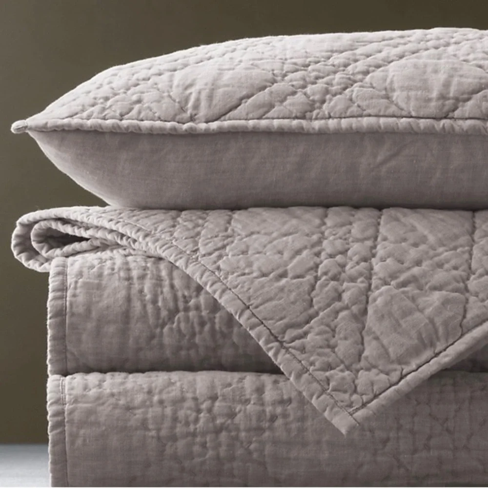 RH Stonewashed Belgian Linen Diamond Stitch Lumbar Sham